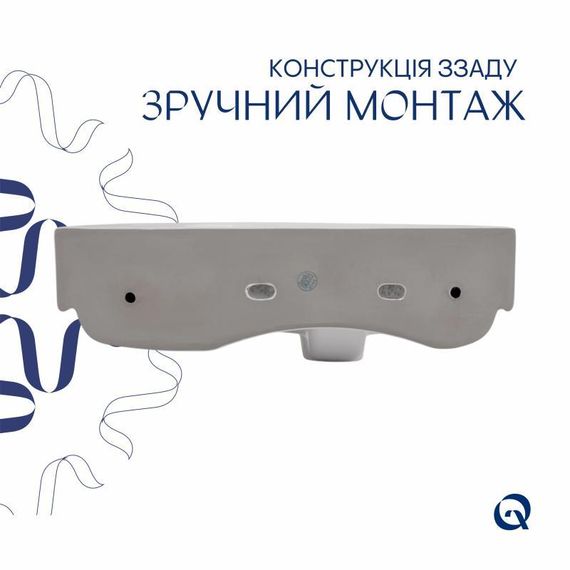 Комплект Qtap Tern: Раковина підвісна прямокутна права 450х250х158 мм White + Донний клапан PU02O | Зображення 4
