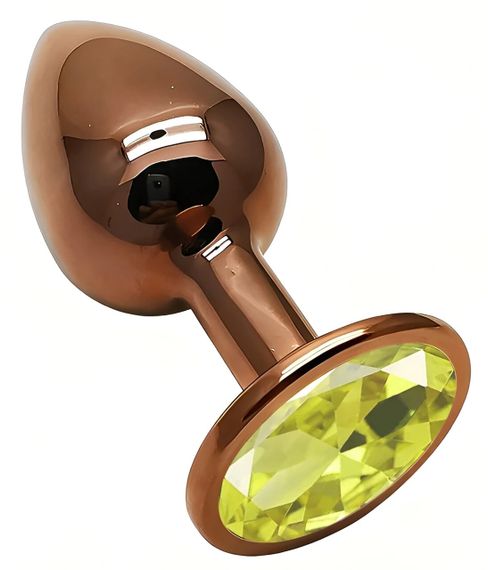 Анальна пробка EGZO Dark Gold з кристалом, металева, анатомічної форми, розмір S Sex Aura | Зображення 1