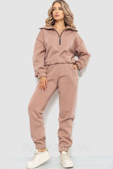 Спортивный костюм женский на флисе, цвет бежевый, размер XXL-XXXL FA_008167