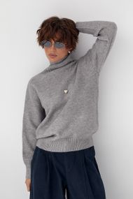 В'язаний однотонний гольф вільного фасону - сірий цвет, ONE SIZE (є розміри)