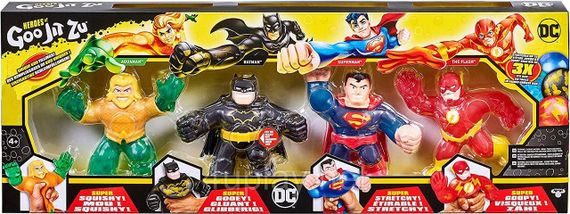 Набір Heroes of Goo Jit Zu Licensed DC 4-Pack Оригінал Герої Гуджитсу: Аквамен, Бетмен, Супермен, Флеш | Зображення 1