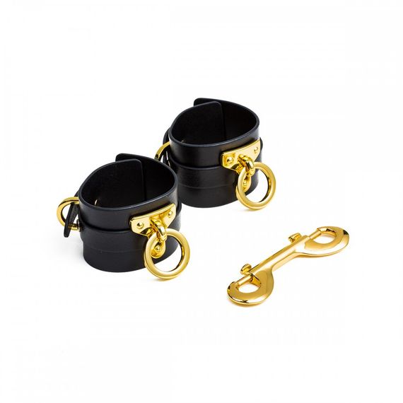 Поножи кожанные со вставками позолоты Ankle Cuffs UPKO size L sexstyle | Зображення 5