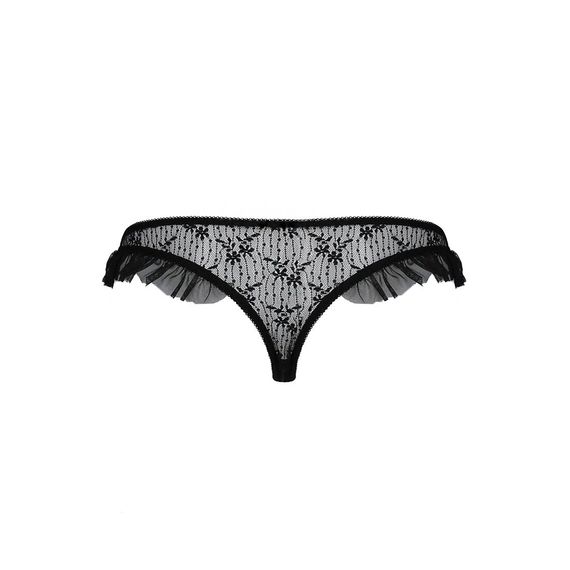 Трусики з оборками Passion Exclusive DONIA THONG XXL/XXXL, black | Зображення 5