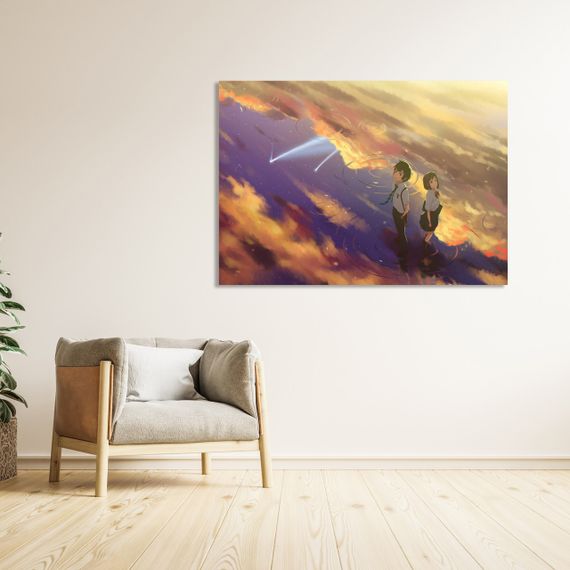 Плакат-постер з принтом Кавун Your Name Твоє Ім'я Такі Тачібана Mitsuha Міямідзу стоять на воді A4 ПЛ000722(A4)