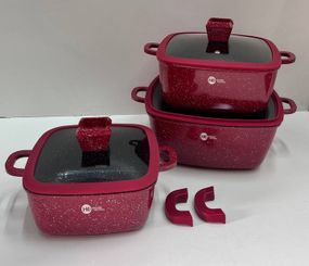 Набір каструль з гранітним антипригарним покриттям XPRO HK-323 ЧЕРВОНИЙ (41923-HK-323 КРАСНЫЕ_2093)