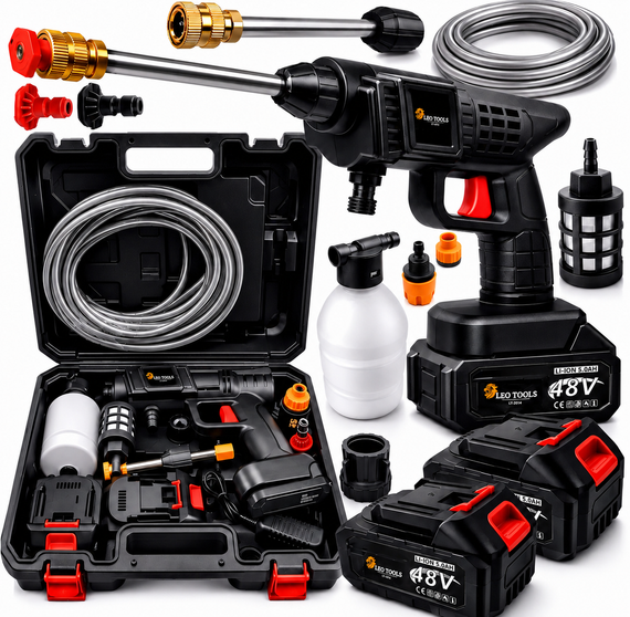 Акумуляторна мийка високого тиску LEO TOOLS 48V портативний мийний апарат для авто садовий обприскувач | Зображення 1