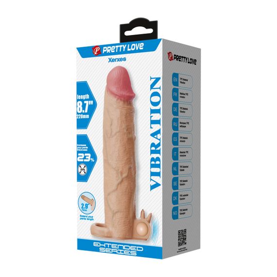 Насадка на пеніс з вібро PRETTY LOVE- Xerxes – Penis Sleeve with Vibrating Ring, Flesh Color, 22 cm Sex Aura | Зображення 6