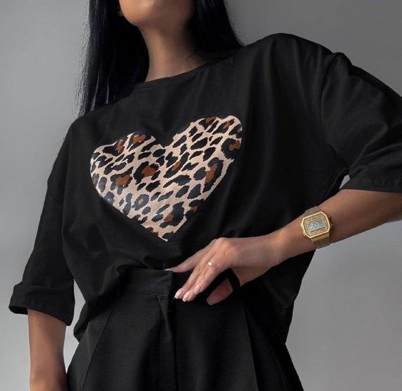 Футболка жіноча з принтом повсякденна XL Чорний