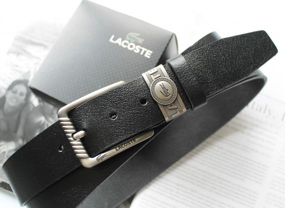 Мужской стильный ремень Lacoste black | Зображення 2