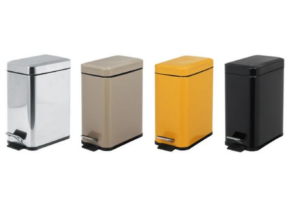 Відро для сміття з плавним закриттям прямокутне ZERIX SANSA-TC0105 SS COLOR 5л (колір нержавійка) (ZX5893) | Зображення 1