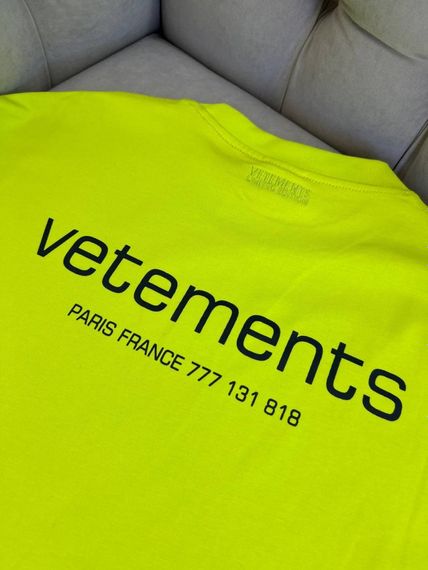 Футболка Vetements Paris France чоловіча бавовна, салатовий колір f727 | Зображення 7