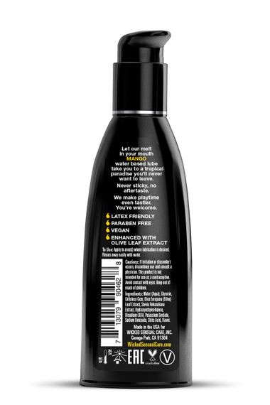 Їстівний лубрикант зі смаком Манго WICKED AQUA MANGO LUBE 60ML | Зображення 1
