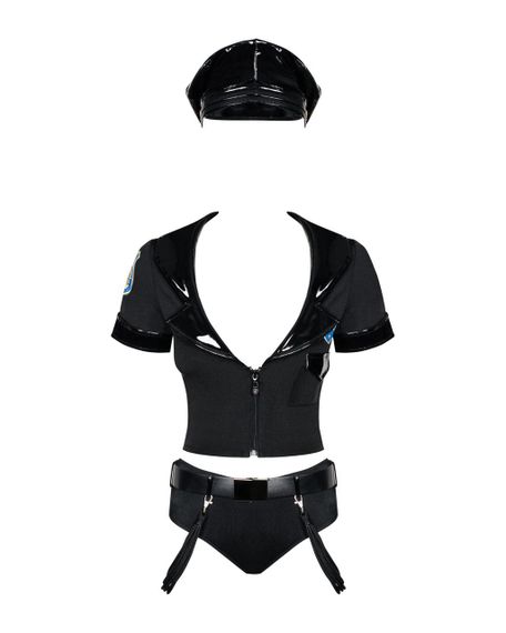 Еротичний костюм поліцейського Obsessive Police set S/M, black, топ, шорти, кепка, пояс, портупея sexstyle | Зображення 1