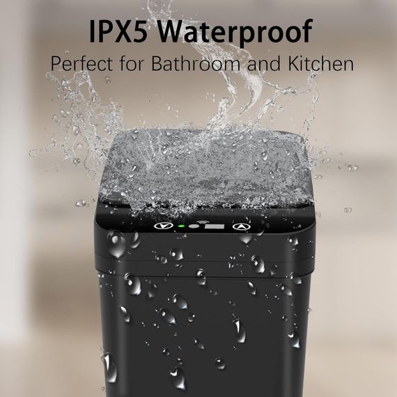 Набір із 2 розумних сміттєвих відер Kssvzz з датчиком руху та кришкою, 10 л, чорне й біле | Зображення 6