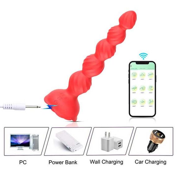 Светящаяся смарт анальная пробка Love Spouse красный – Анальные игрушки | Зображення 4