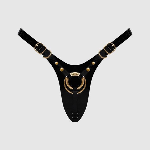 Трусики для страпона Strap-On-Me Leatherette Harness Fabulous - One Size - Black Glossy sexstyle