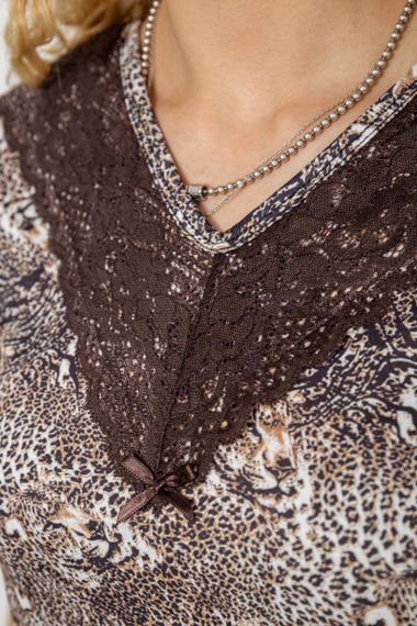 Піжама жіноча з принтом, колір бежево-коричневий, 243R15709 | Зображення 5