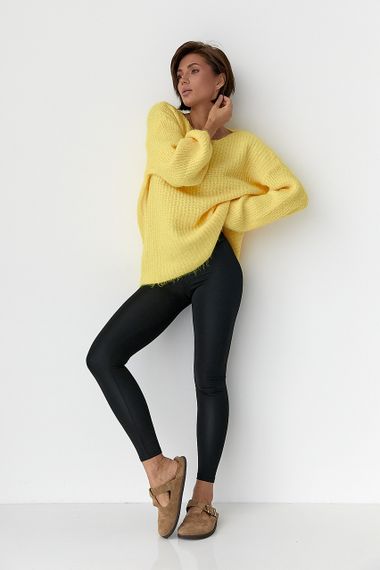 Подовжений джемпер легкої в'язки - жовтий цвет, ONE SIZE (є розміри) | Зображення 2