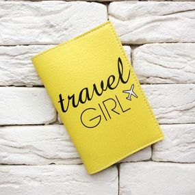 Обложка для паспорта Travel girl 5 (желтый)