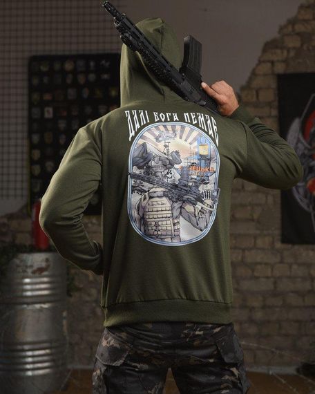 Худі maklin Далі Бога Немає олива НП4879 | Зображення 1