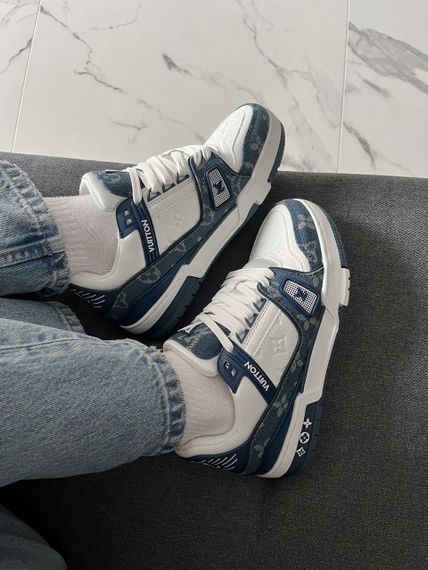 Кросівки Lou1is Vu1it1ton Trainer White Blue 10006 | Зображення 9