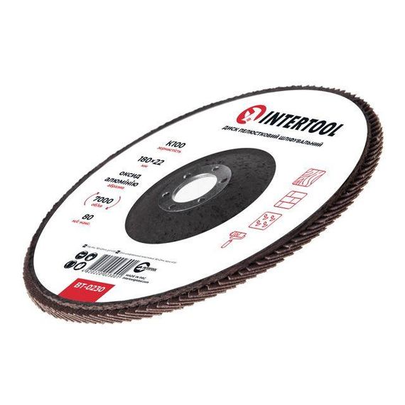 Диск шліфувальний пелюстковий 180*22 мм, K100 INTERTOOL BT-0230 | Зображення 2