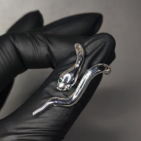 Кольцо-змея для фото ногтей (маникюра) №2 23х40мм цвет серебро