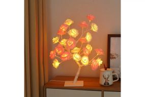 Бело-розовая Настольная светодиодная лампа / Дерево Роза / Декоративная настольная лампа для дома