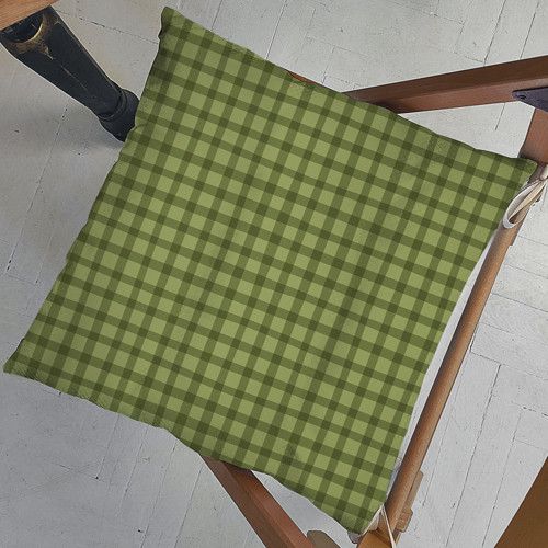 Подушка на стул с завязками Зеленая клетка 40x40x4 см (PZ_23NG025)