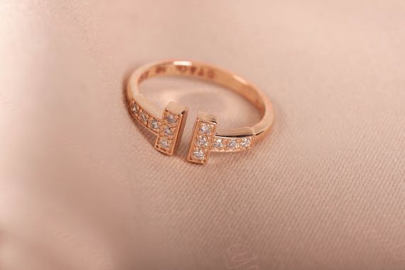 Кольцо тиффани из красного золота с фианитами 19 | Зображення 2