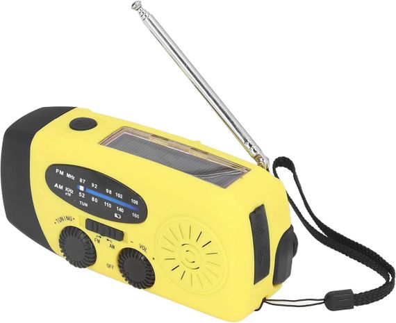 Радіо на сонячній батареї з ручним підзаряджанням та LED-ліхтариком, FM AM для кемпінгу, дому, аварійних ситуацій | Зображення 2