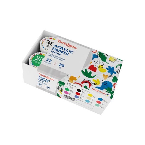 Акриловая текстильная краска Набор 4201 Brushme AP4201, 12 цветов | Зображення 1