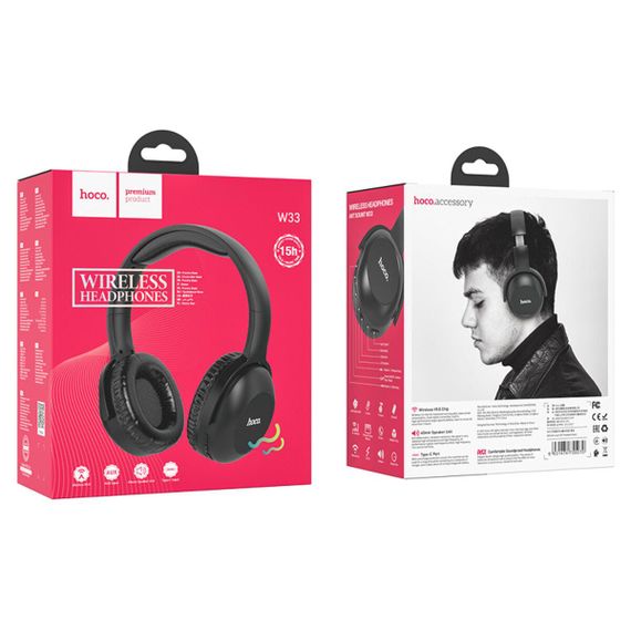 Бездротові навушники HOCO W33 Art sount BT headset Black | Зображення 3