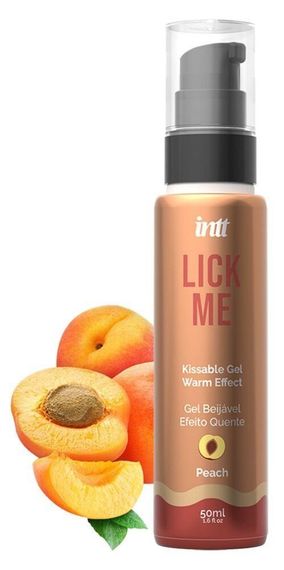Їстівний гель зі смаком персика Intt Lick Me Peach і зігрівальним ефектом, 50 мл Sex Aura