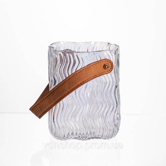 Ваза сумочка з ручкою 12×8.5×16 (см) декоративна скляна ваза для квітів 800 (мл) Прозорий HP-19-154-3 | Зображення 3