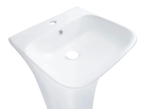 Комплект Qtap Crow: Раковина підлогова моноблок 445x420x840 мм White + Донний клапан PU02O (QT0511G315WN47321) | Зображення 5