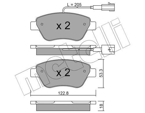 Колодки гальмівні передні Citroen Nemo 10- Peugeot Bipper Fiat 500 500C 08- Punto 12- +датчики  22-0321-3 | Зображення 1