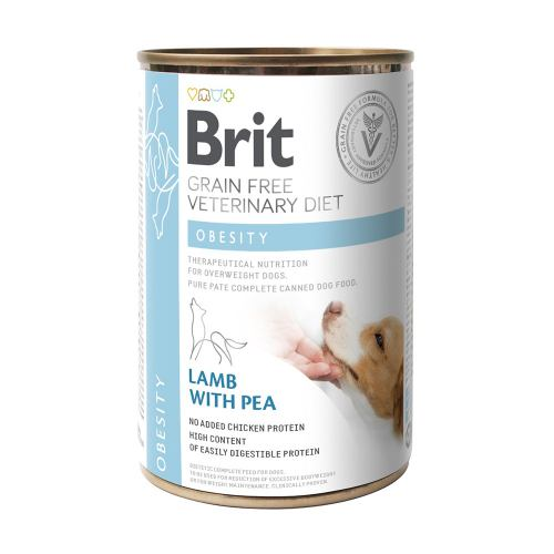 Вологий корм Brit Veterinary Diet для собак при ожирінні та надмірній вазі з ягням 6шт*400г