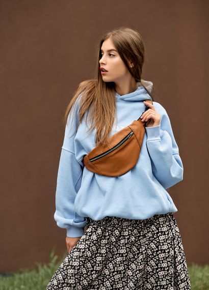 Сумка на пояс бананка Sambag Soho BSS Натуральна руда шкіра (82113121w)