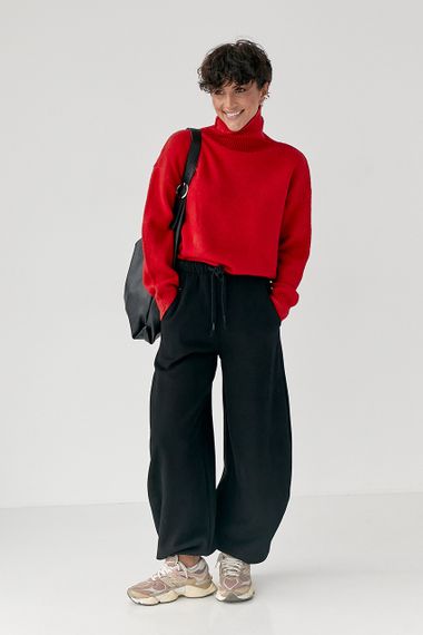 В'язаний теплий базовий гольф - червоний цвет, ONE SIZE (є розміри) | Зображення 2