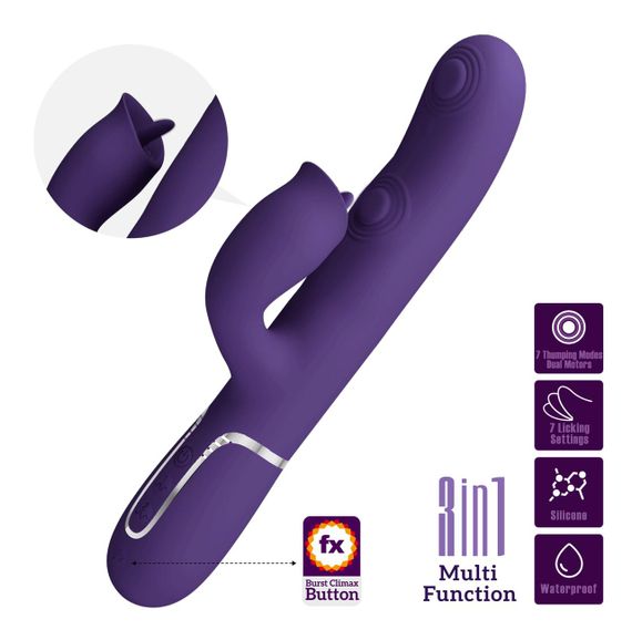 Вібратор PRETTY LOVE Gigi dark purple, 7 thumping functions 7 licking modes Sex Aura | Зображення 9