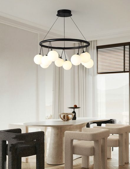 Люстра підвісна на 10 лампочок 27519 Чорний 45-160х65х65 см. | Зображення 1