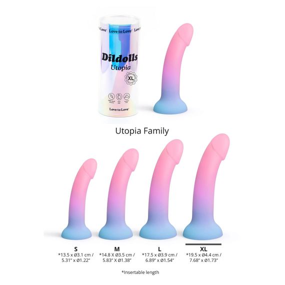 Дилдо з кольоровим градієнтом Love To Love DILDOLLS - UTOPIA XL ультрам'який | Зображення 3