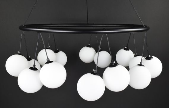 Люстра підвісна на 14 лампочок 27521 Чорний 45-160х85х85 см. | Зображення 7