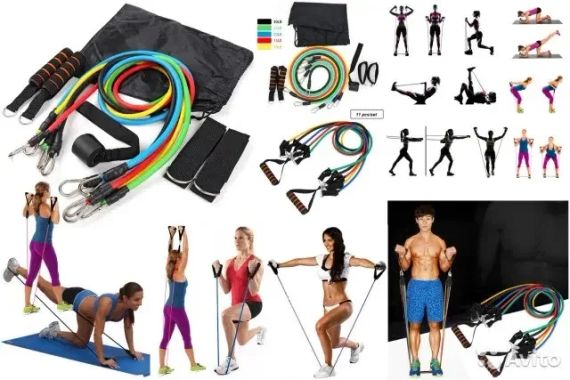 Эспандер многофункциональный Набор трубчатых эспандеров для спорта с петлями | Зображення 2