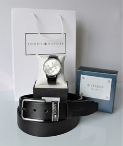 Мужской подарочный набор Tommy Hilfiger часы и ремень black