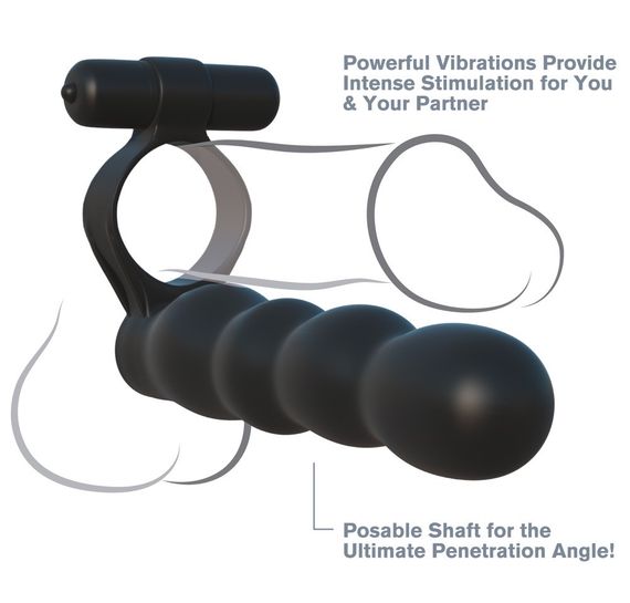 Насадка на член для подвійного проникнення з віброкільцем Posable Partner Double Penetrator Sex Aura | Зображення 6