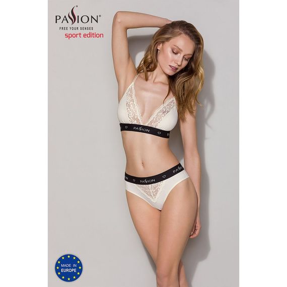 Трусики з широкою гумкою і мереживом Passion PS001 PANTIES XL, ecru | Зображення 2