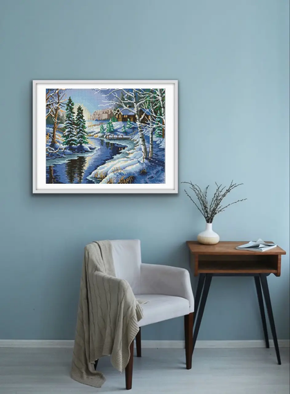 Алмазная мозаика Зимний пейзаж 40х50 см ColorArt SP028 | Зображення 3