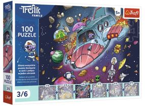 Пазл "The Treflik Family. Лофи в ракете" 3/6 100 элементов 16543 Trefl, в коробке (5900511165432)